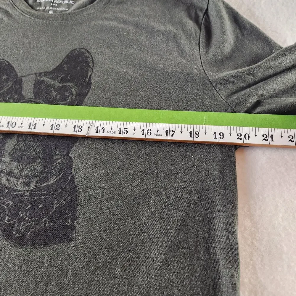 Banana Republic Dark Green Frenchie Graphic Crew Neck Short Sleeve Tee M Cotton